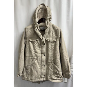 Sebby Collection Fleece Lined Hooded Coat Light Beige Women's Size XL